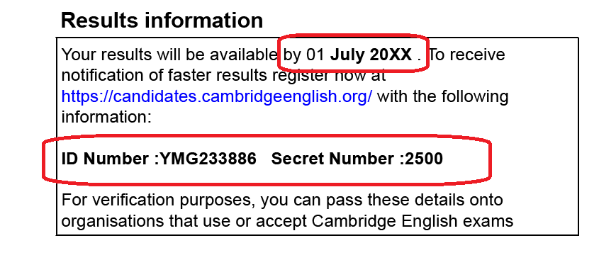 Consultar resultados examen Cambridge